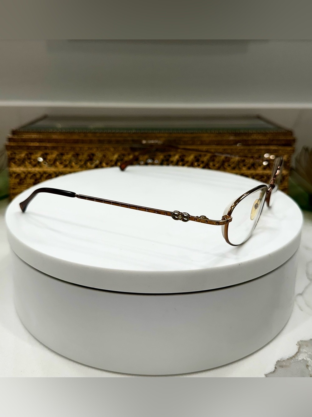 VTG Escada Bejeweled Slim Metallic Oval VGUC Rx Eyeglass Frames VES588S SBF